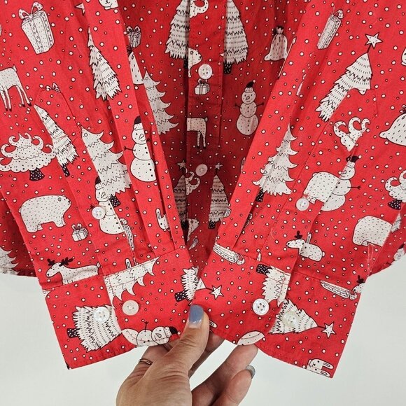 Denim & Flower Ricky Singh Mens Christmas Long Sleeve Button Down Shirt Size M - Picture 3 of 11